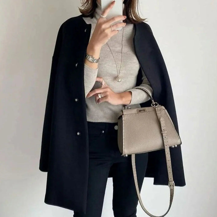 Women's Chic Collarless Button-Front Longline Coat