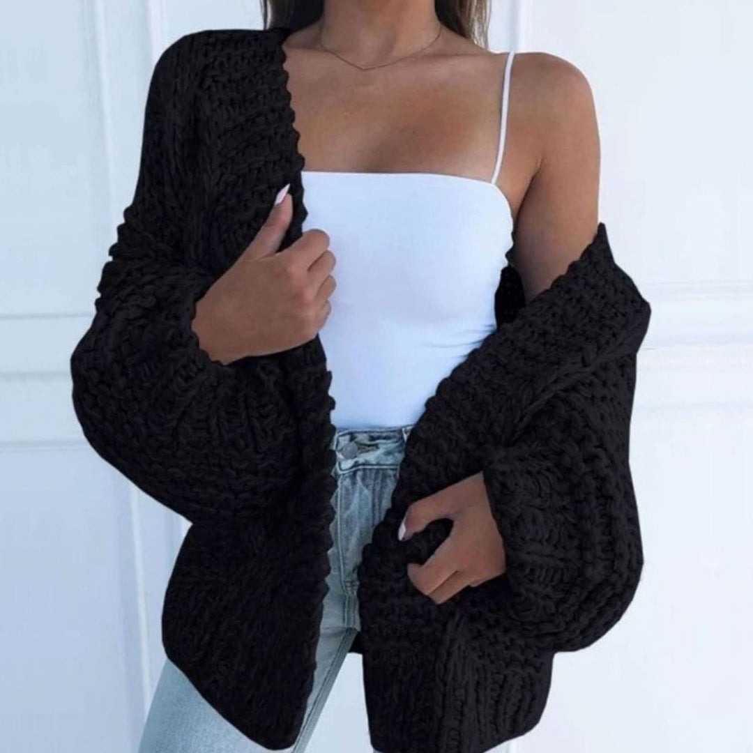 Women's Chunky Knit Open-Front Oversized Cardigan