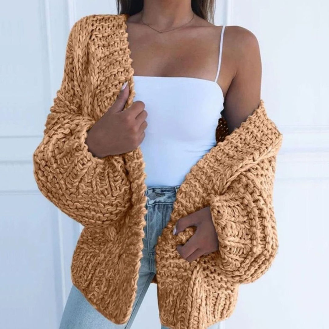 Women's Chunky Knit Open-Front Oversized Cardigan