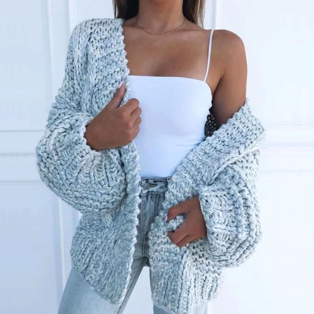Women's Chunky Knit Open-Front Oversized Cardigan