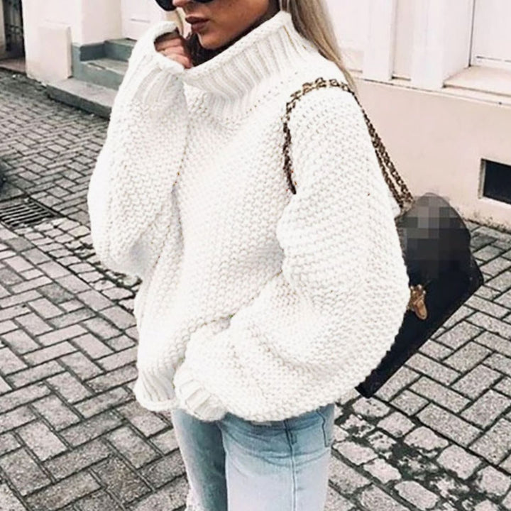 Women's Chunky Knit Oversized Turtleneck Sweater Relaxed Fit