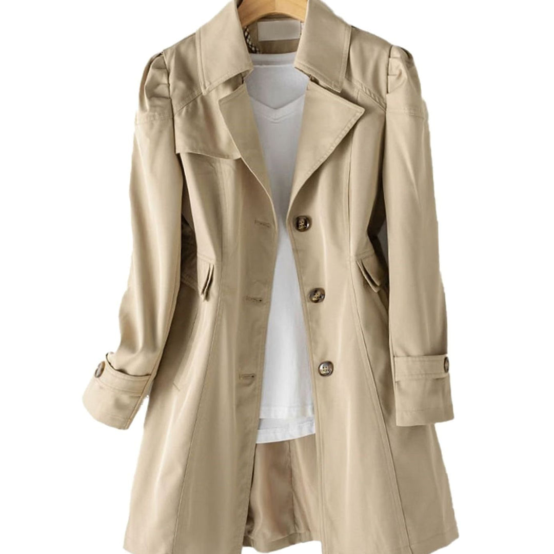 Women's Classic Single-Breasted Tailored Trench Coat - Khaki
