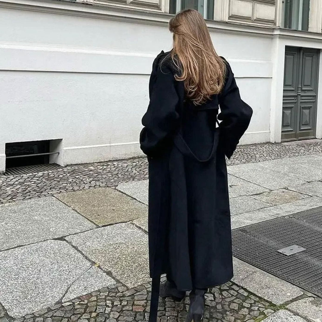 Women's Double-Breasted Long Belted Trench Coat