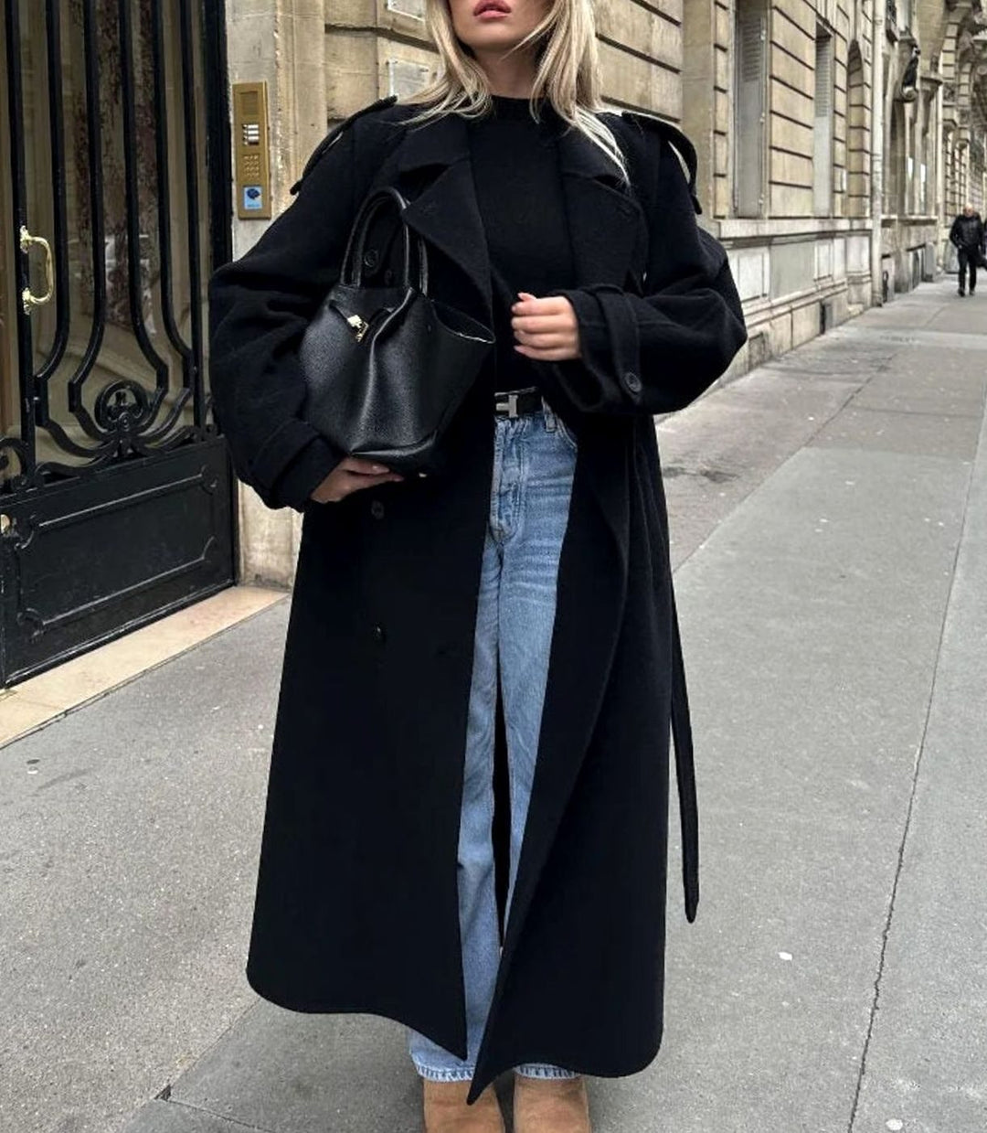 Women's Double-Breasted Long Belted Trench Coat