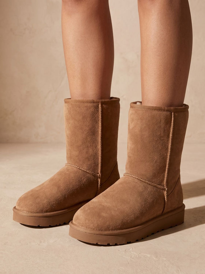 Women's Faux-Suede Sherpa-Lined Mid-Calf Winter Snow Boots
