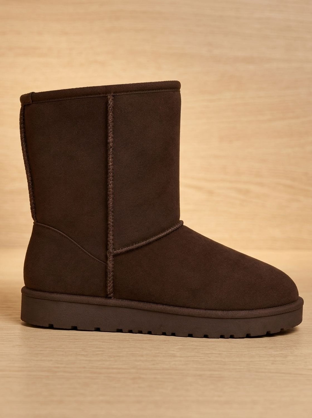 Women's Faux-Suede Sherpa-Lined Mid-Calf Winter Snow Boots - Brown