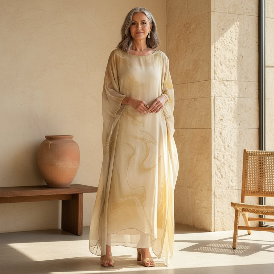 Women's Floaty Batwing Long Sleeve Dress Maxi Occasion Gown