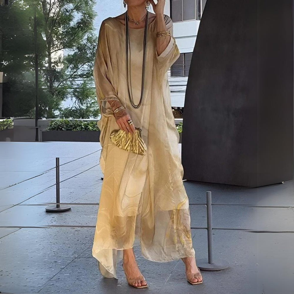 Women's Floaty Batwing Long Sleeve Dress Maxi Occasion Gown