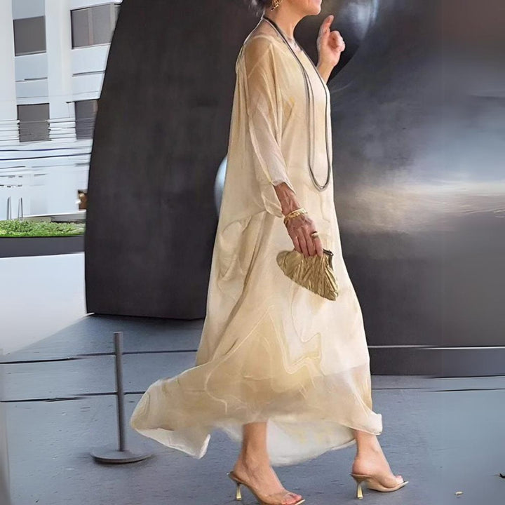 Women's Floaty Batwing Long Sleeve Dress Maxi Occasion Gown