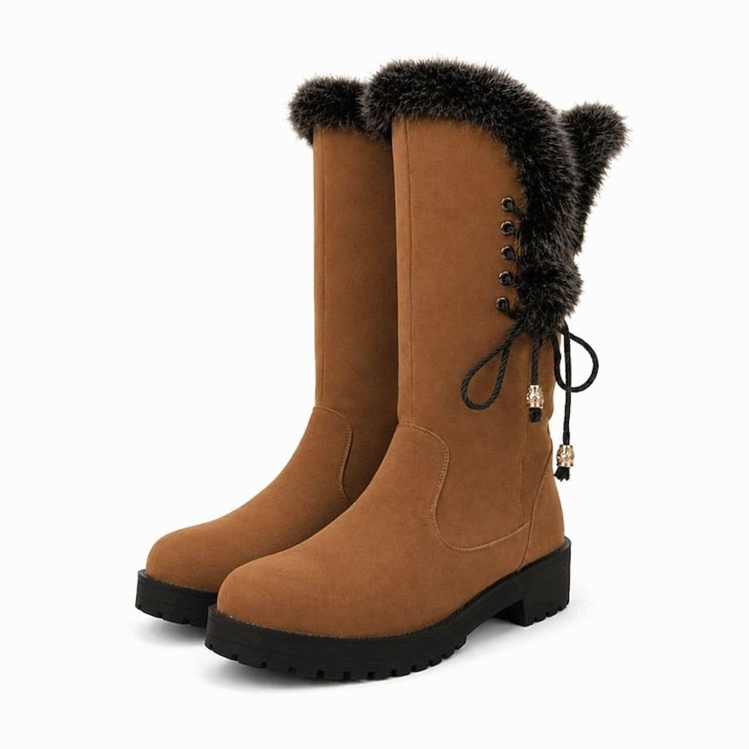 Women's Fur-Trimmed Knee-High Winter Snow Boots