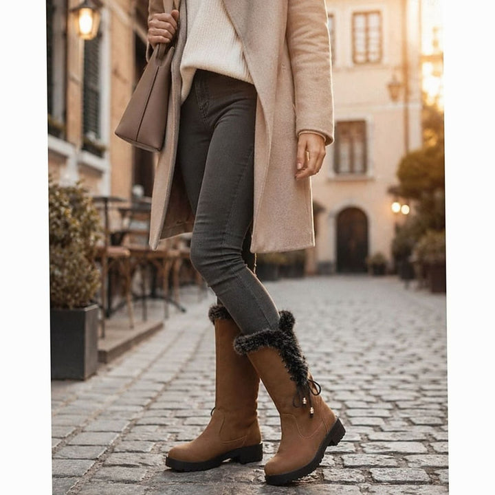 Women's Fur-Trimmed Knee-High Winter Snow Boots