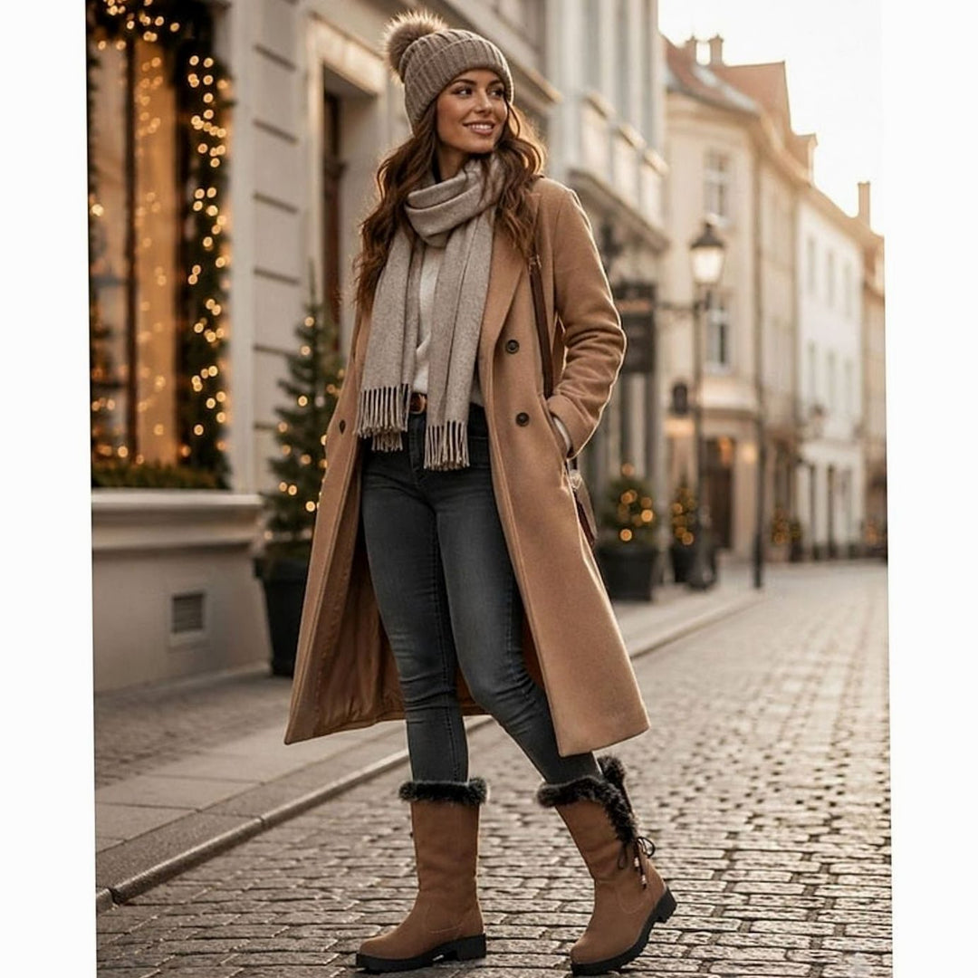 Women's Fur-Trimmed Knee-High Winter Snow Boots