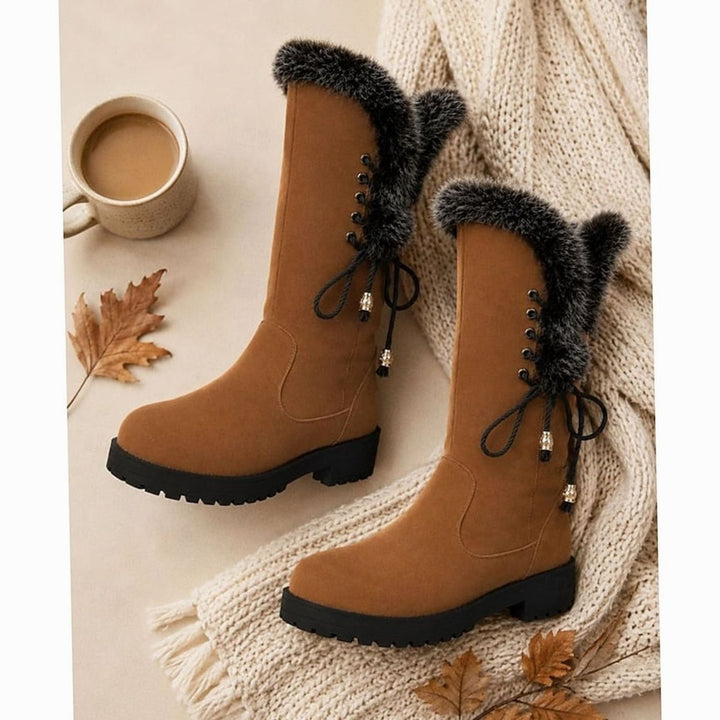 Women's Fur-Trimmed Knee-High Winter Snow Boots