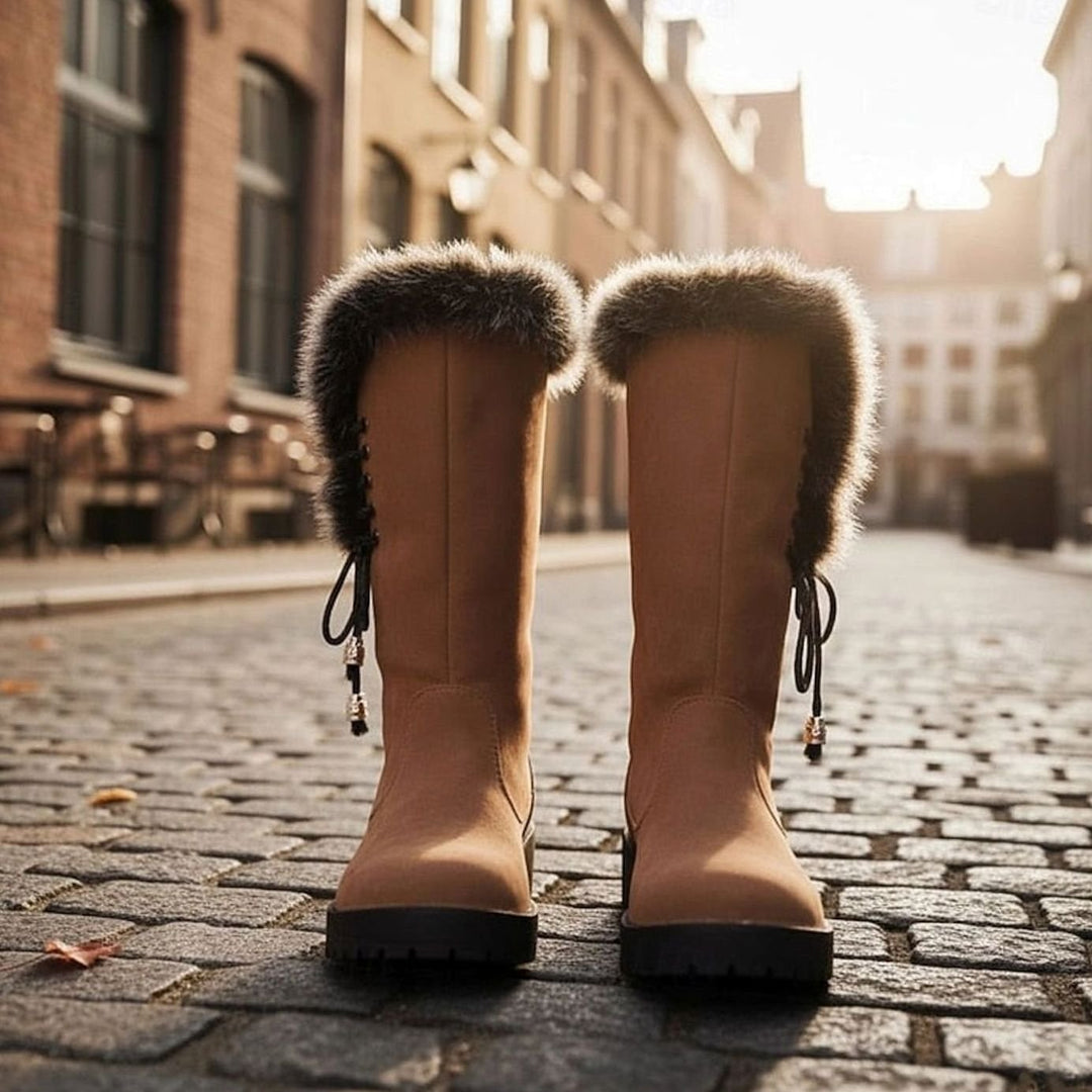 Women's Fur-Trimmed Knee-High Winter Snow Boots