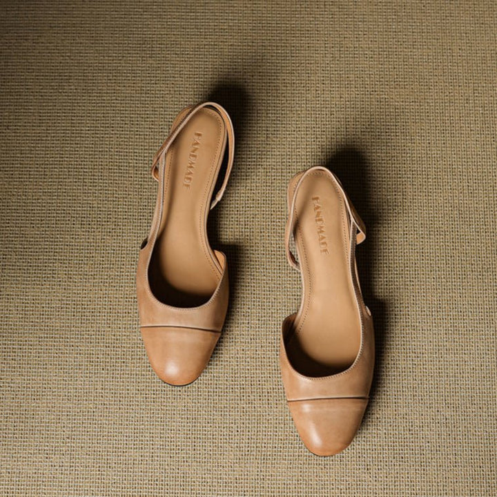 Evie | Women's Genuine Leather Almond Toe Block Heel Slingback Pumps