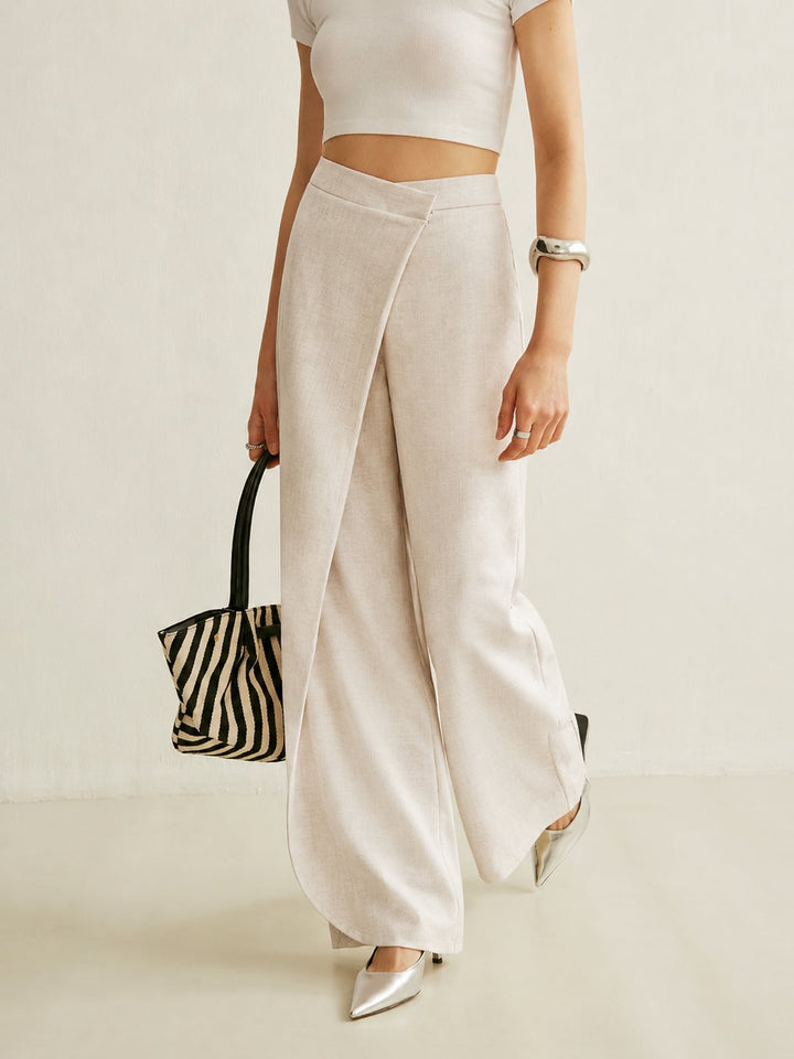 Women's High-Waist Asymmetric Wrap Wide Leg Pants