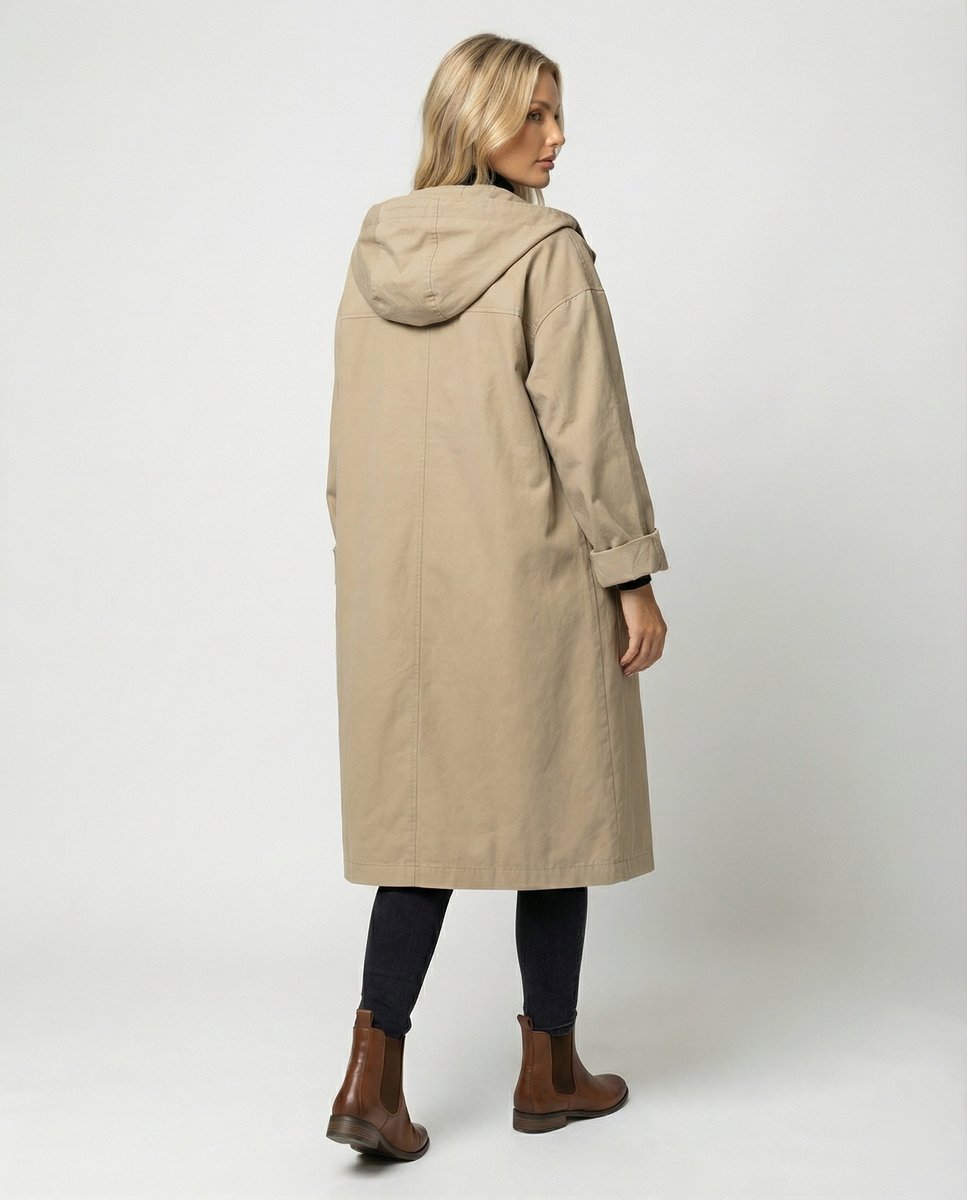Women's Long Waterproof Hooded Trench Coat