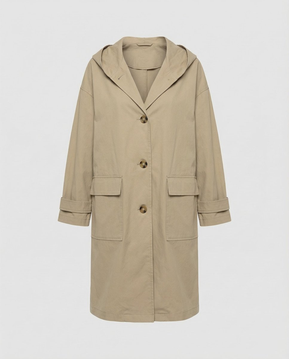 Women's Long Waterproof Hooded Trench Coat