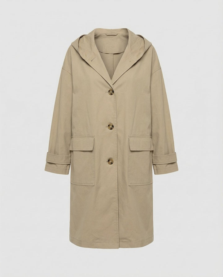 Women's Long Waterproof Hooded Trench Coat