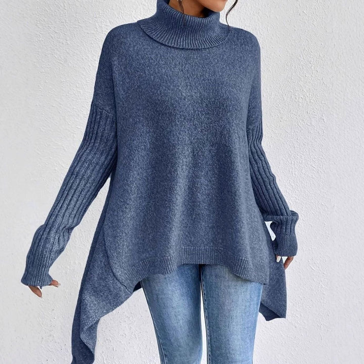 Women's Oversized Cashmere Turtleneck Longline Knit Jumper