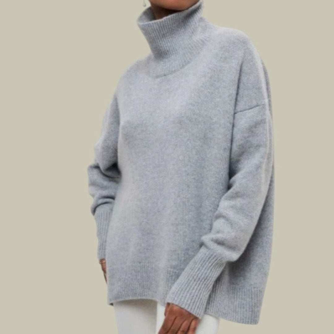 Women's Oversized Loose Fit Turtlenecks Knit Winter Jumper - Grey
