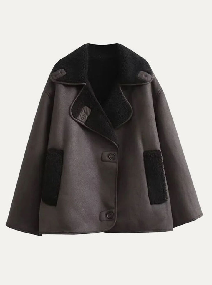 Women's Oversized Sherpa-Lined Double-Breasted Jacket
