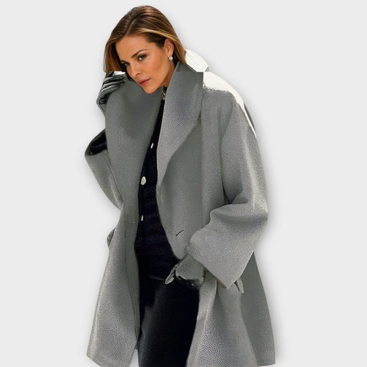 Women's Oversized Wide-Collar Relaxed-Fit Winter Coat - Gray