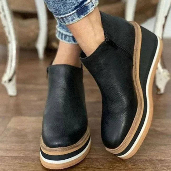 Women's Platform Wedge Slip-On Chelsea Boots - Black