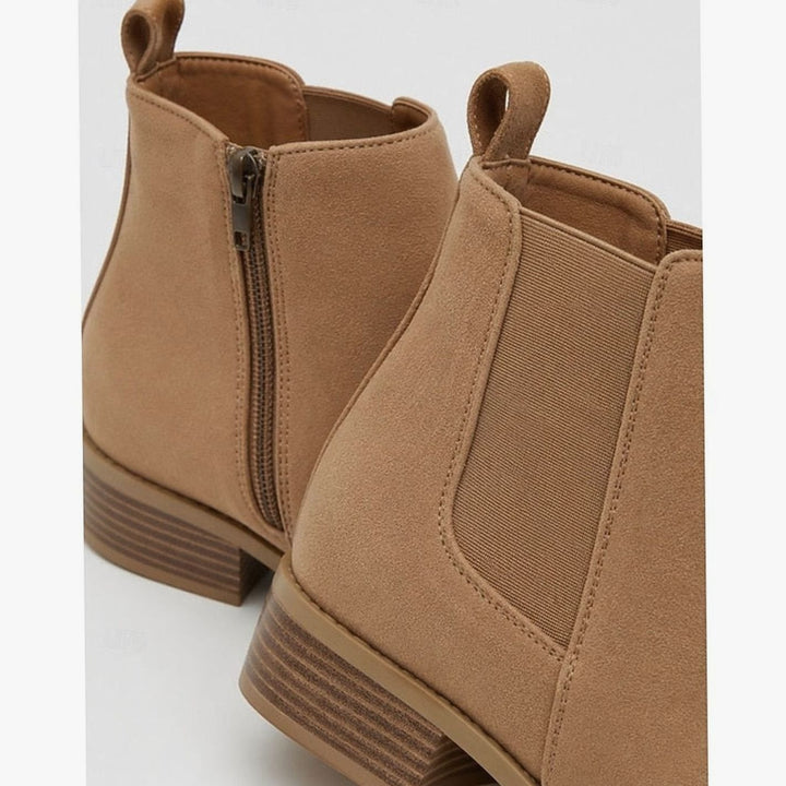 Women's Pointed-Toe Block Heel Side-Zip Chelsea Ankle Boots