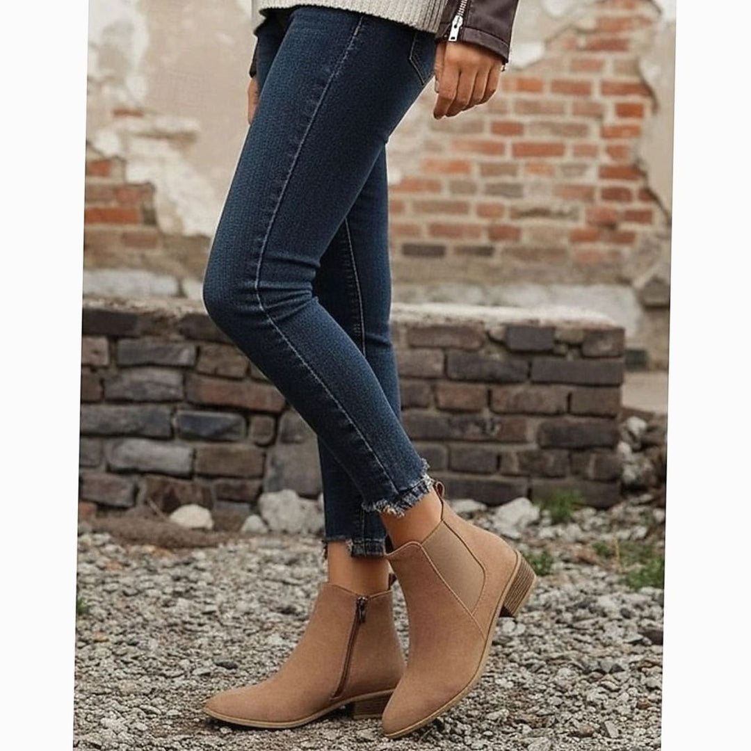Women's Pointed-Toe Block Heel Side-Zip Chelsea Ankle Boots