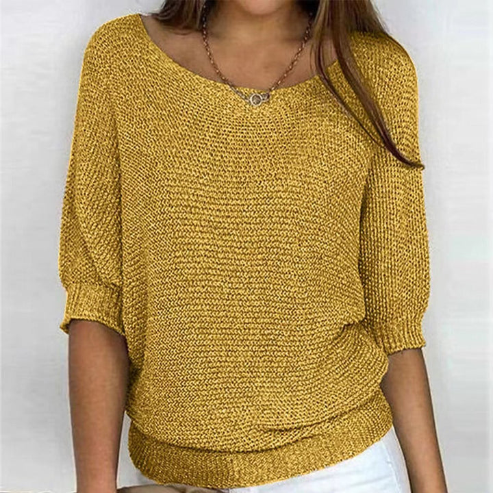 Women's Relaxed Batwing-Sleeve Knit Pullover Sweater - Yellow