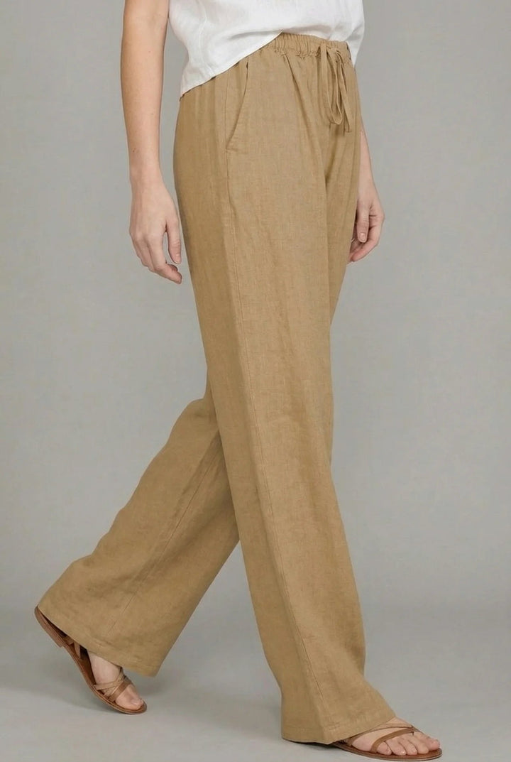 Women's Relaxed Drawstring Wide Leg Pants Linen Summer