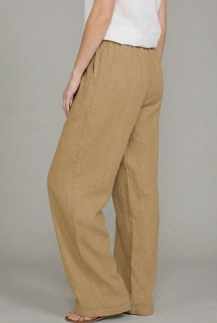 Women's Relaxed Drawstring Wide Leg Pants Linen Summer