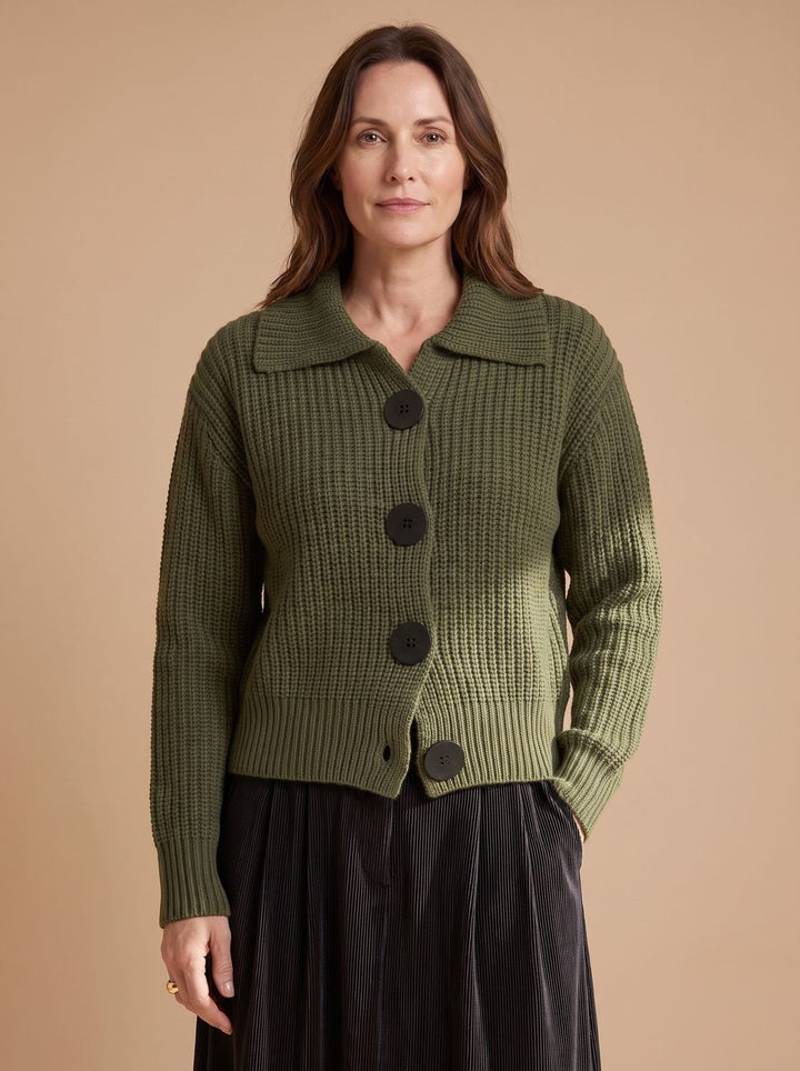 Women's Relaxed-Fit Ribbed Knit Folded-Collar Pullover Sweater
