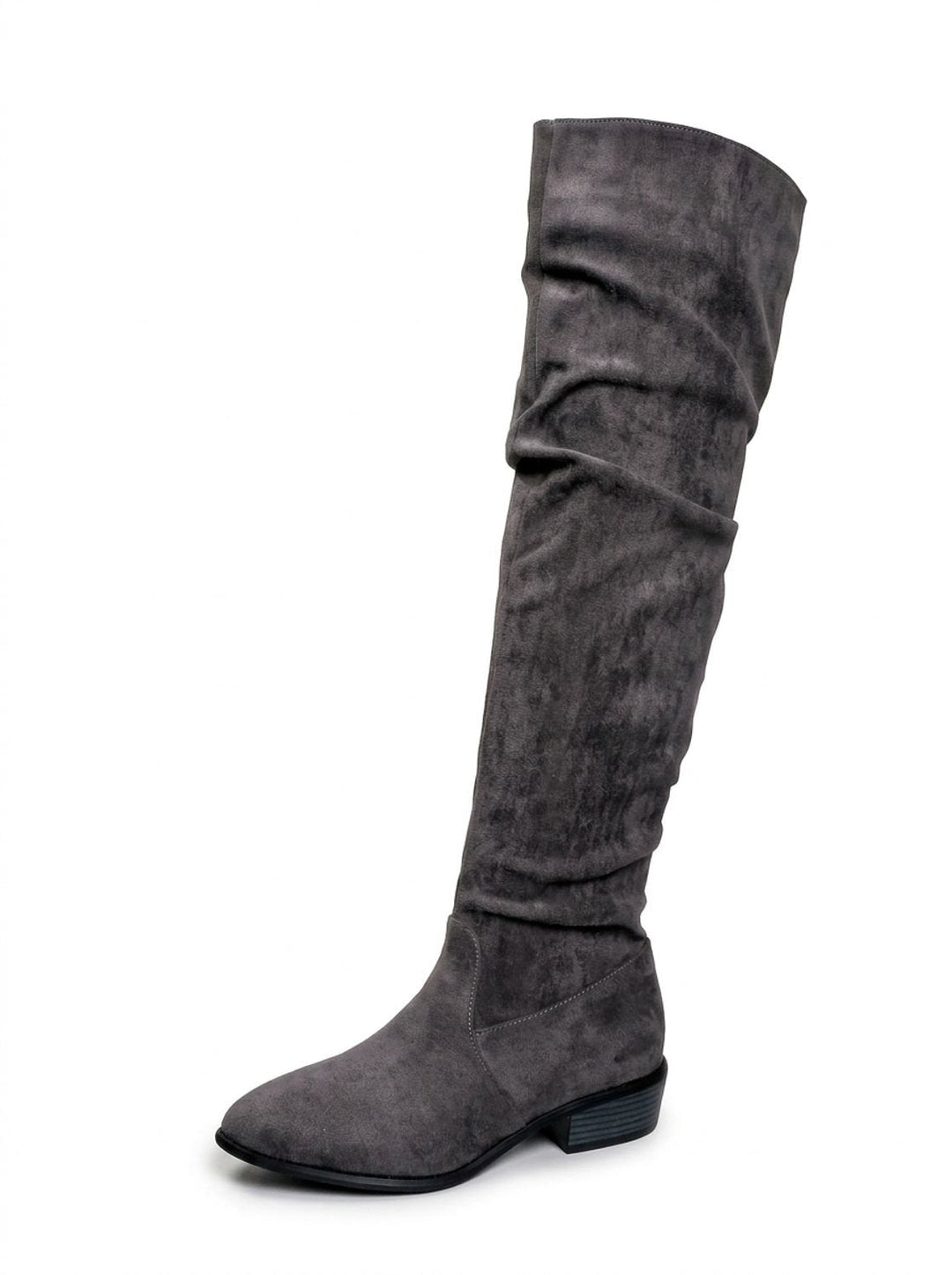 Women's Slouchy Over-the-Knee High Boots Pointed Toe Low Stacked Heel