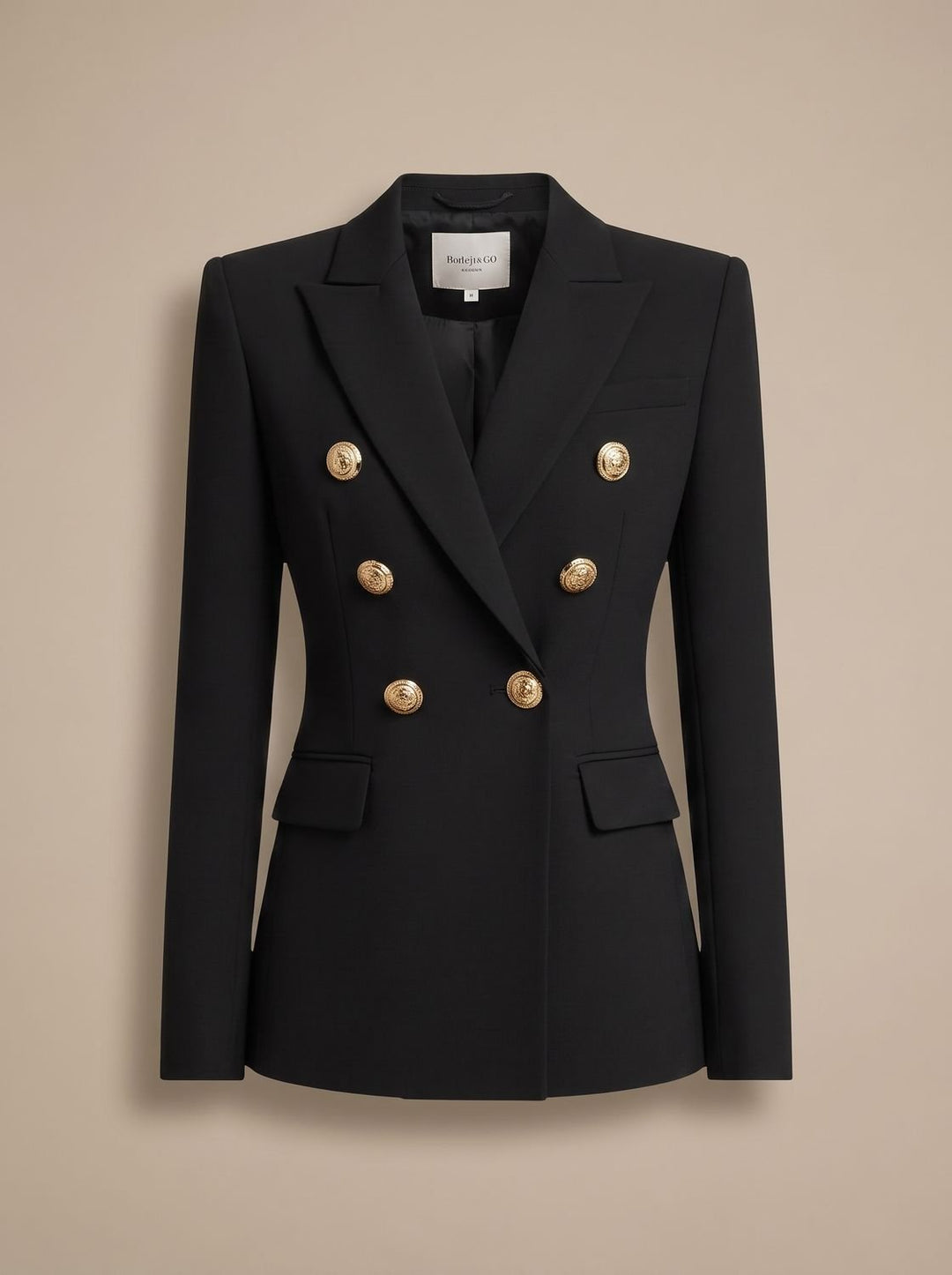 Women's Tailored Double-Breasted Gold-Button Blazer