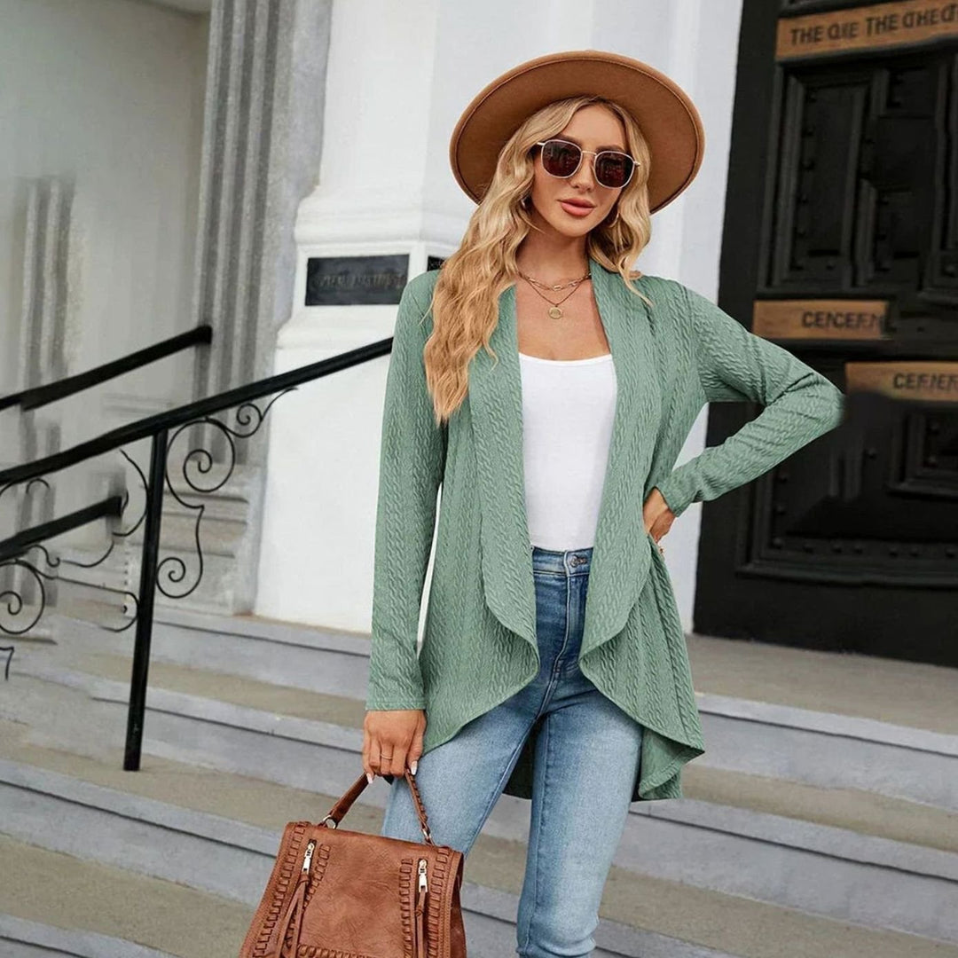 Women's Textured Open-Front Long Sleeve Cardigan