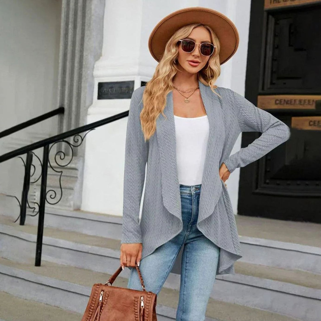 Women's Textured Open-Front Long Sleeve Cardigan