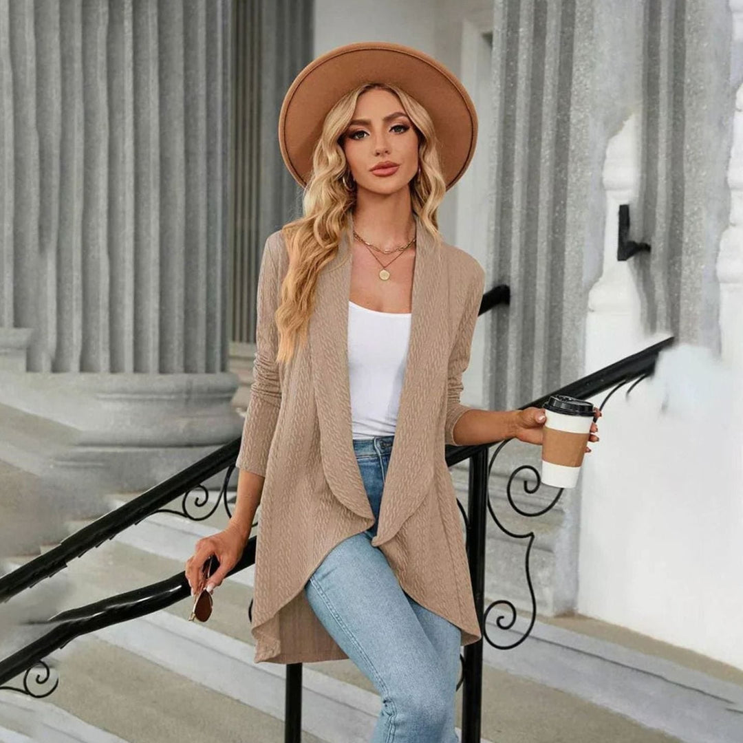 Women's Textured Open-Front Long Sleeve Cardigan