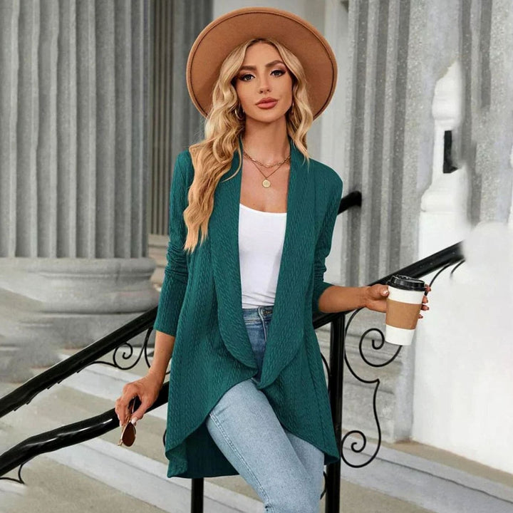 Women's Textured Open-Front Long Sleeve Cardigan