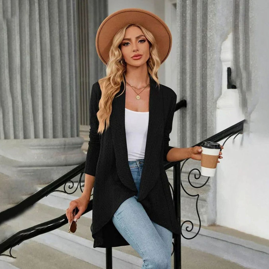 Women's Textured Open-Front Long Sleeve Cardigan