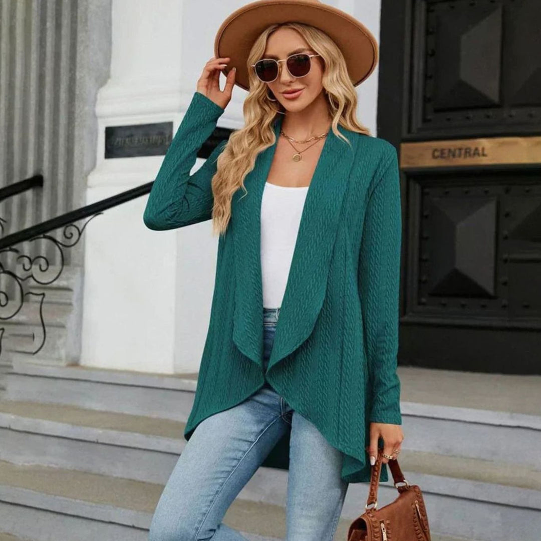 Women's Textured Open-Front Long Sleeve Cardigan