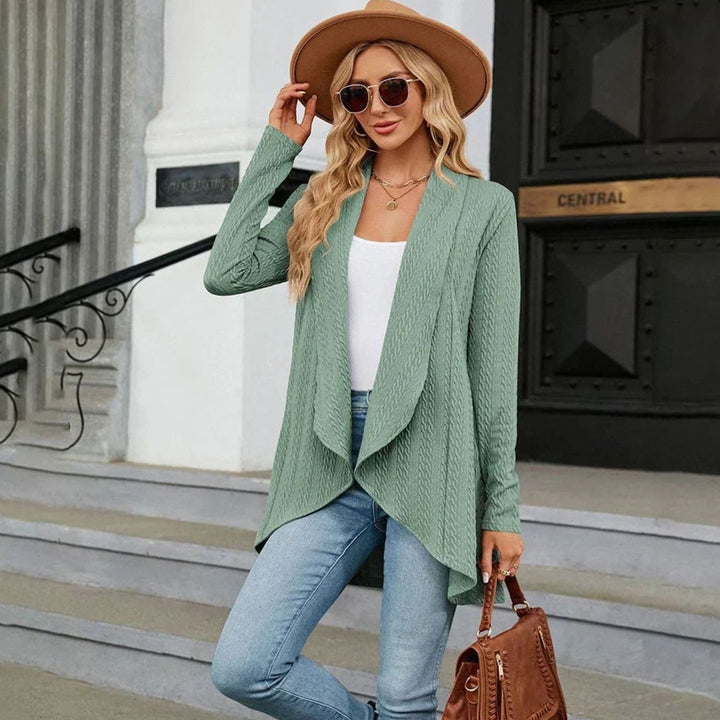 Women's Textured Open-Front Long Sleeve Cardigan