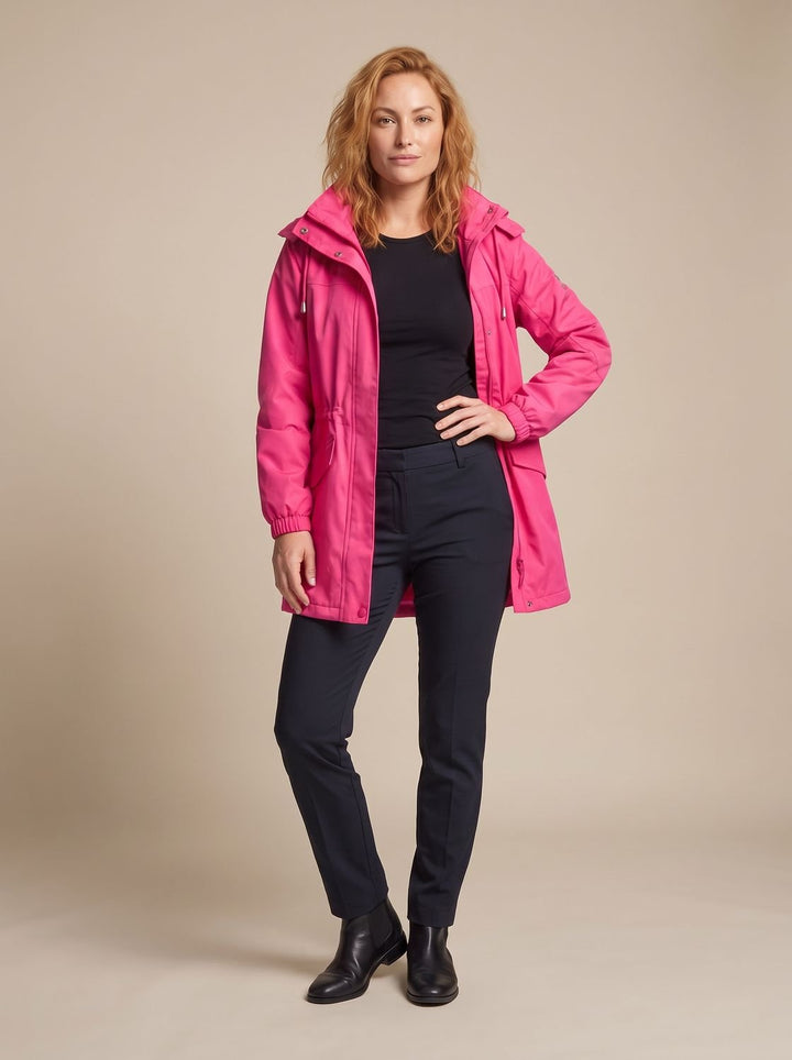 Women's Water-Resistant Hooded Drawstring Parka Coat