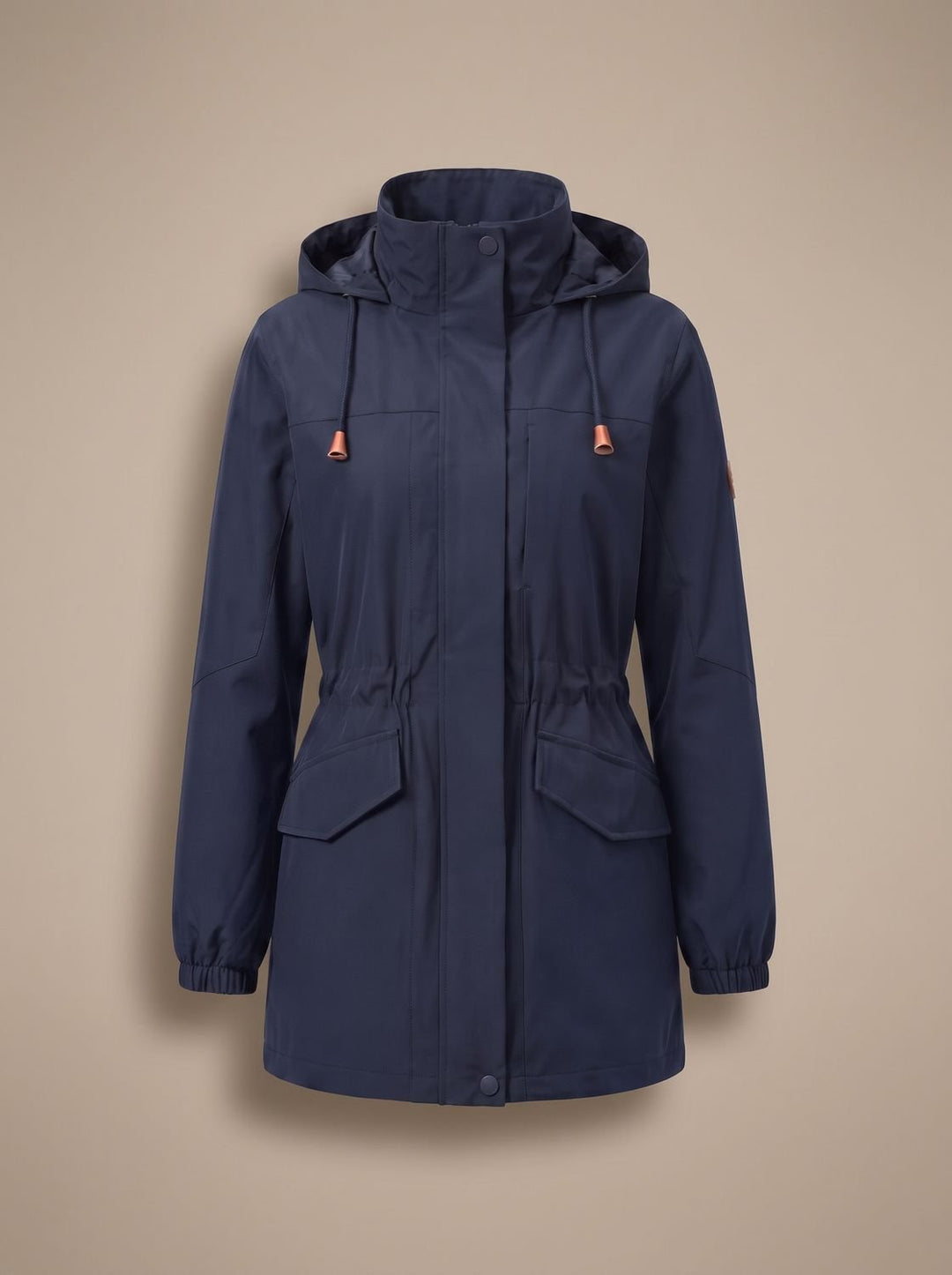 Women's Water-Resistant Hooded Drawstring Parka Coat - Men's Dark Blue