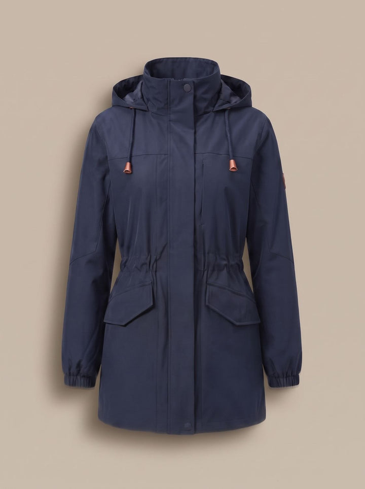 Women's Water-Resistant Hooded Drawstring Parka Coat - Women's Dark Blue