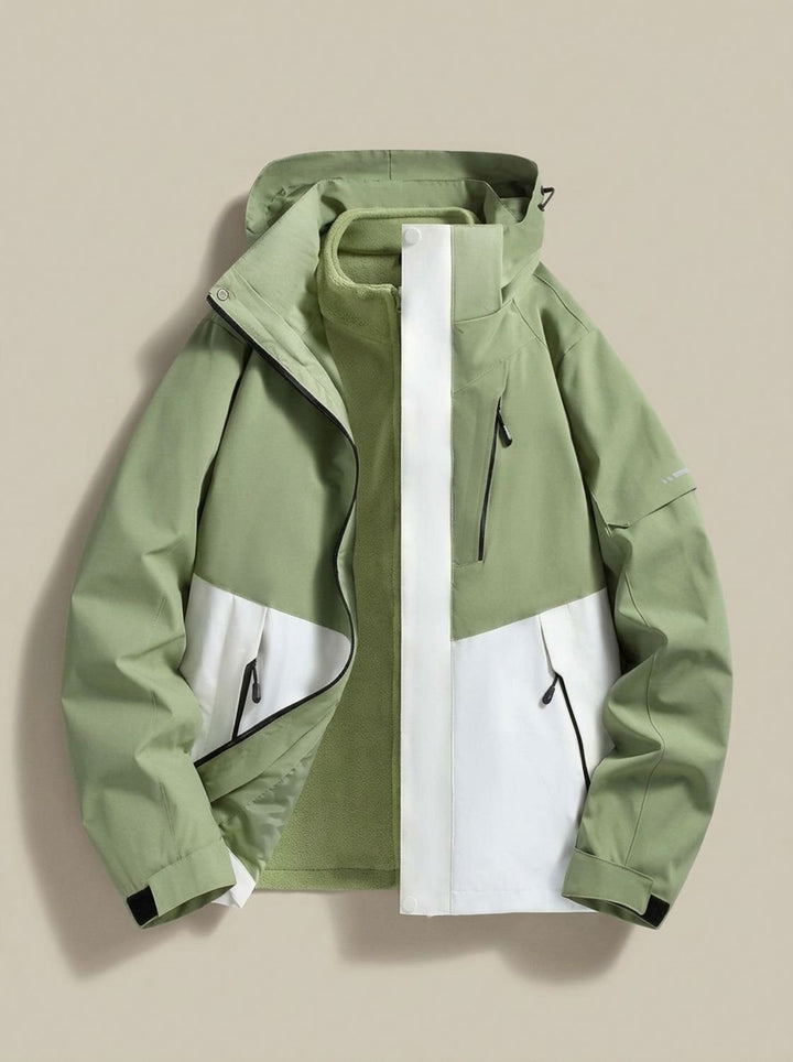 Women's Waterproof Hooded Fleece-Lined Winter Jacket - Green