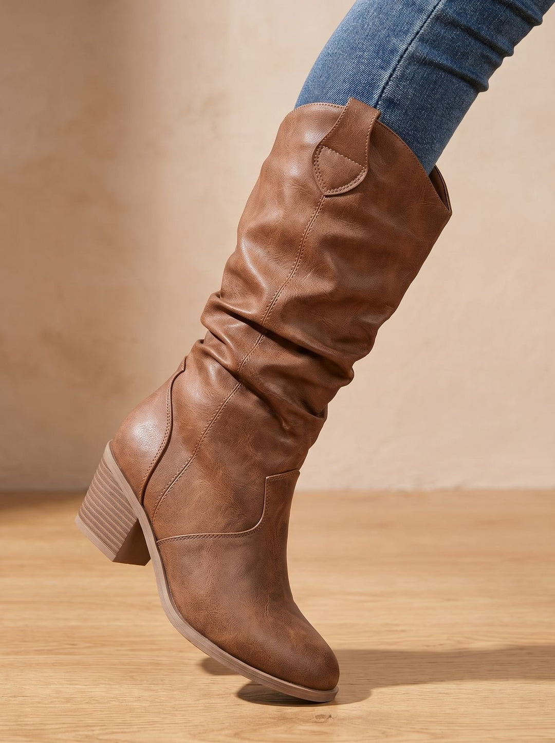 Women's Wide-Calf Pull-On Western Knee-High Boots