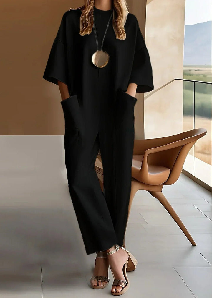 Hanne | Dame Jumpsuit Med Brede Ben Og Korte Ærmer