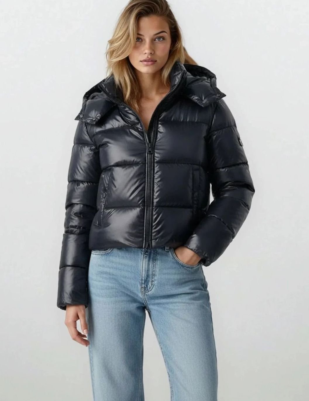 Women's Winter Coat Cropped Hooded Windproof Puffer Jacket